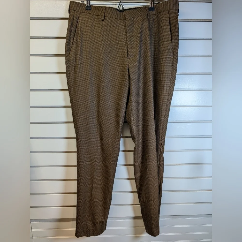 J.Crew Ludlow Slim Suit Pants Brown Houndstooth 35x32 NWT
